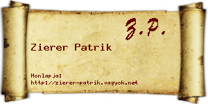 Zierer Patrik névjegykártya
